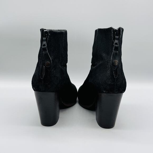 Rag & Bone Boots Womens 8 Black Leather Ankle Newbury Block Heel Back Zip Bootie - Picture 5 of 8